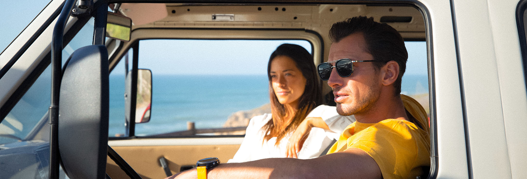 Brunotti sunglasses offer the perfect view when driving your car into the sun down.