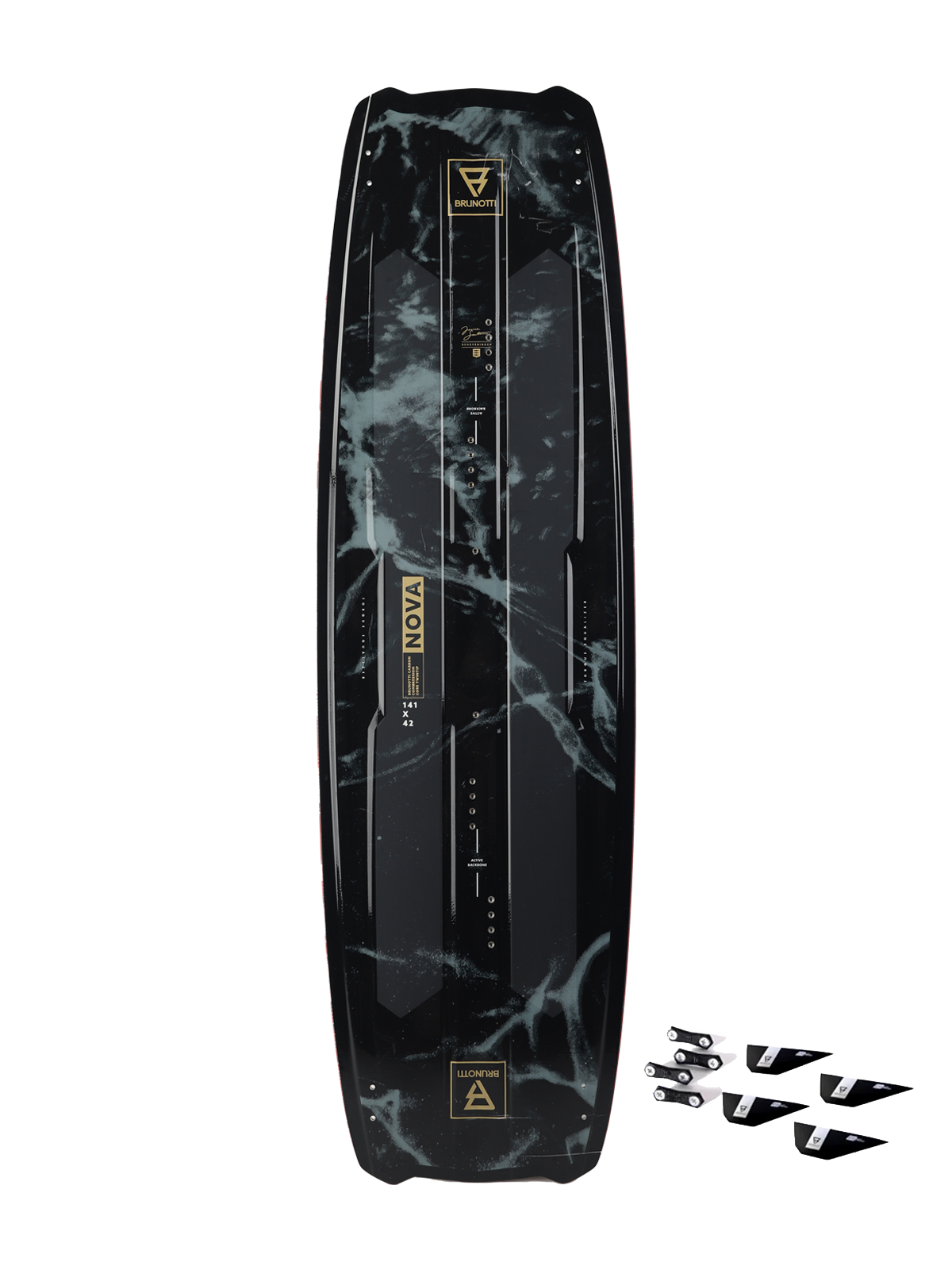 Nova + G10 Fins Kiteboard | Schwarz