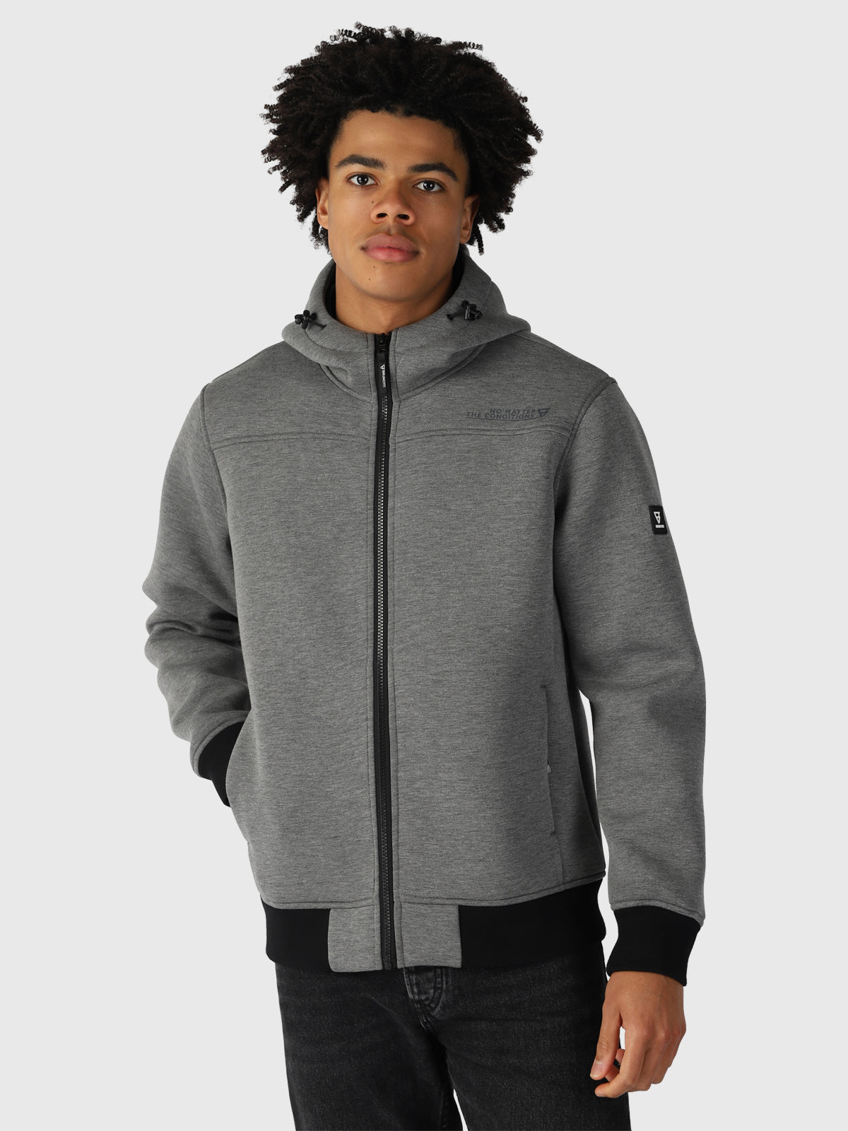 Stickers Men Sweat Jacket | Grey