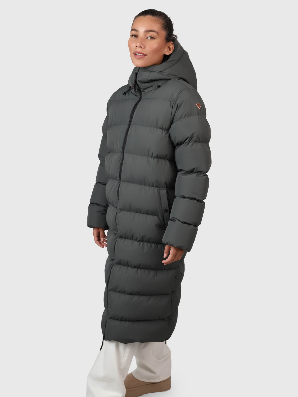 Bigsur Damen Langer Puffer Mantel Mud Green