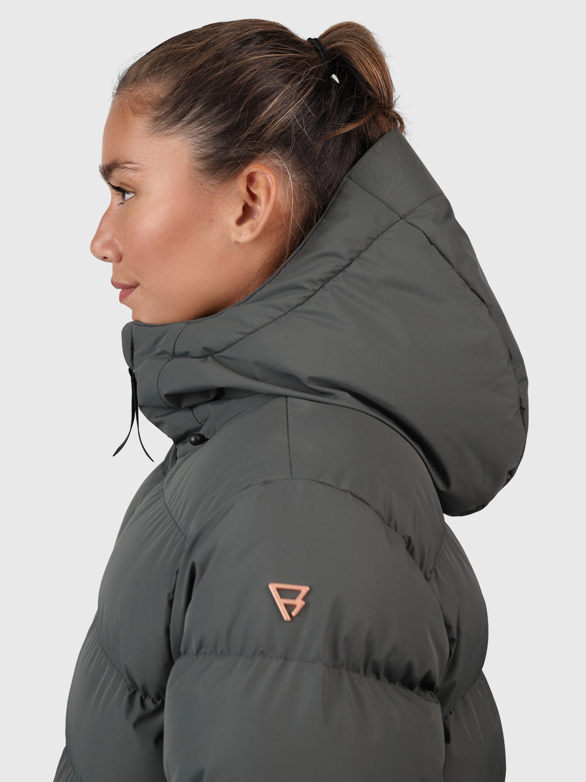 Bigsur Dames Lange Puffer Jas | Mud Green