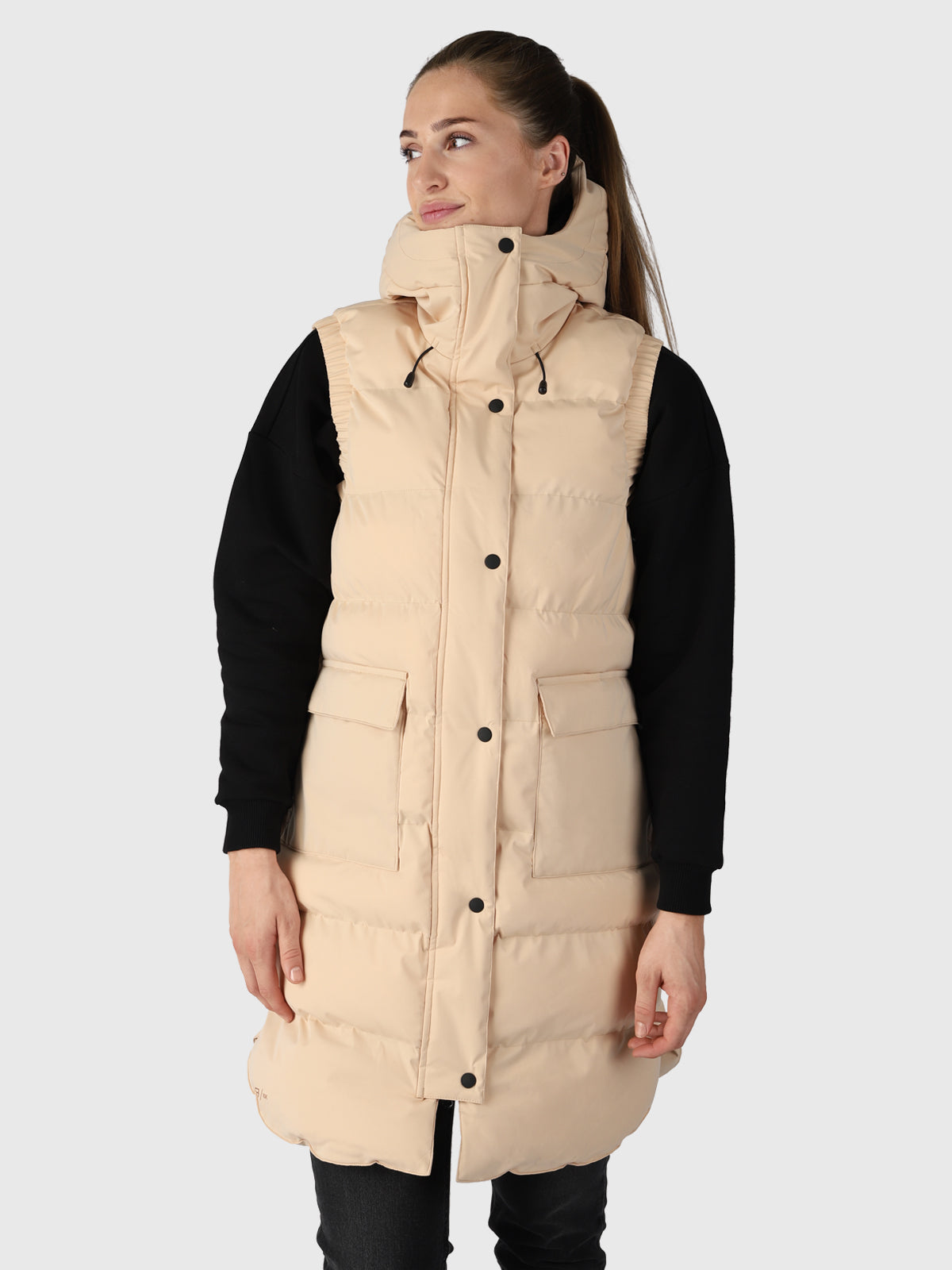 Kalani Dames Lange Puffer Bodywarmer | Wit