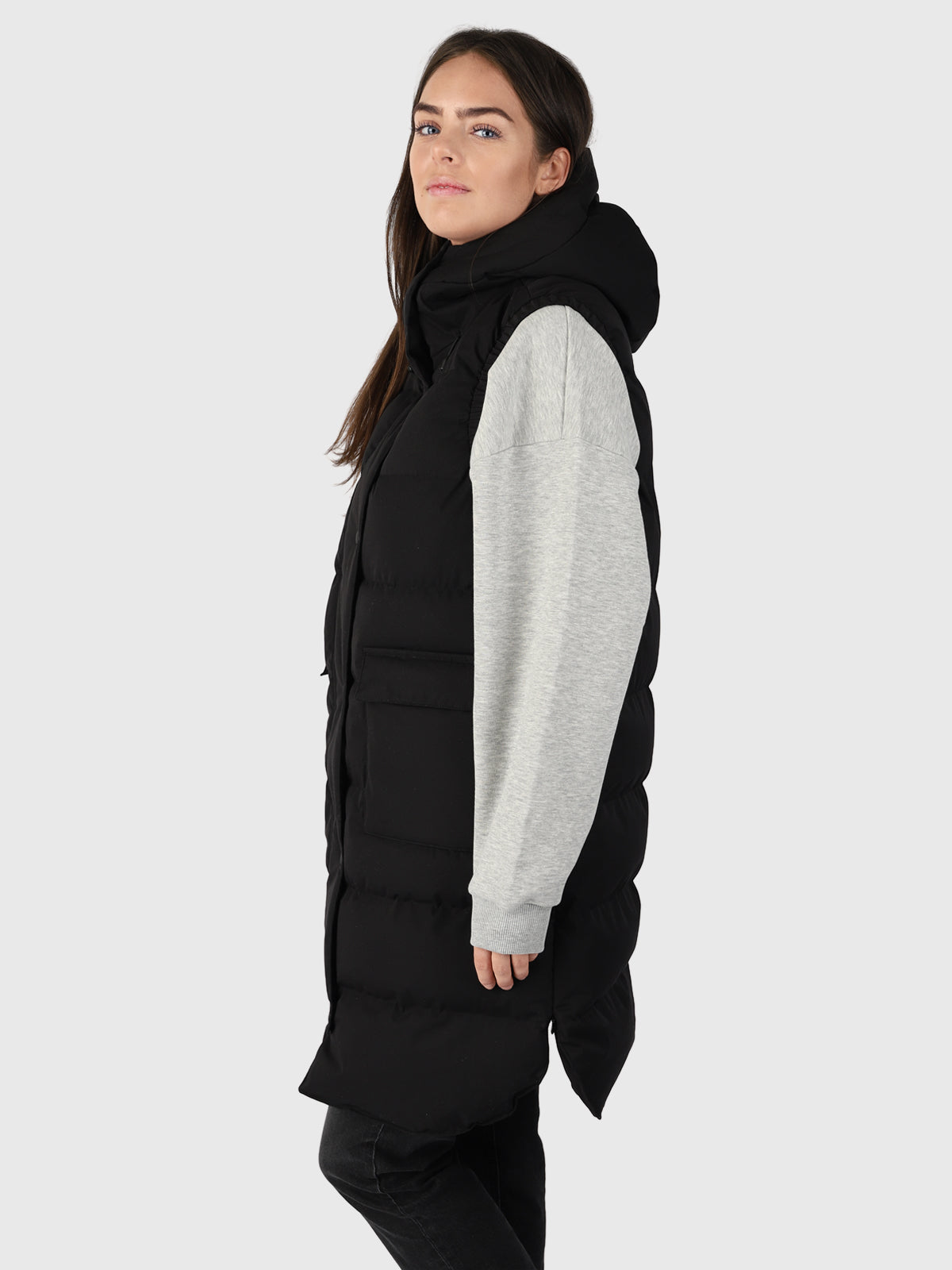 Kalani Damen Langer Puffer Bodywarmer | Schwarz