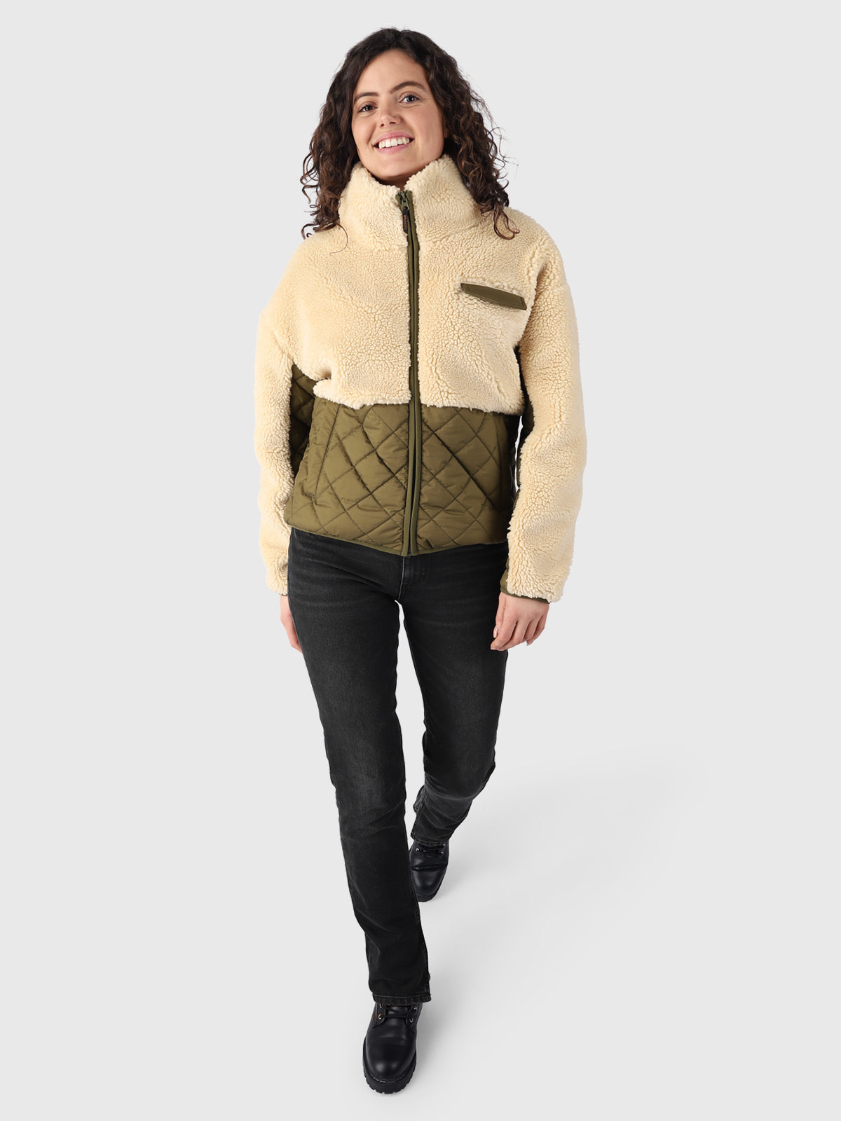 Becca Damen Teddy Jacke | Weiß