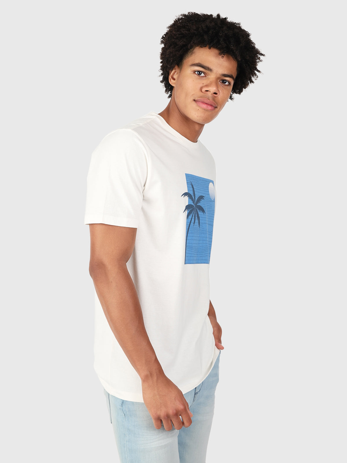 Palm-Sunset Herren T-shirt | Off-White