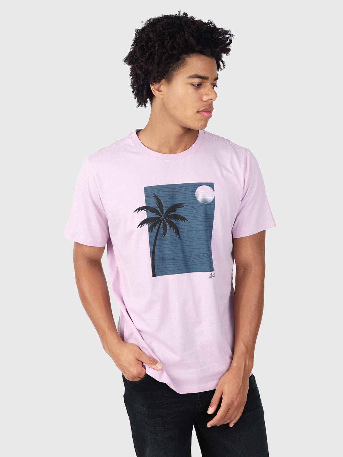 Palm-Sunset Heren T-shirt | Paars