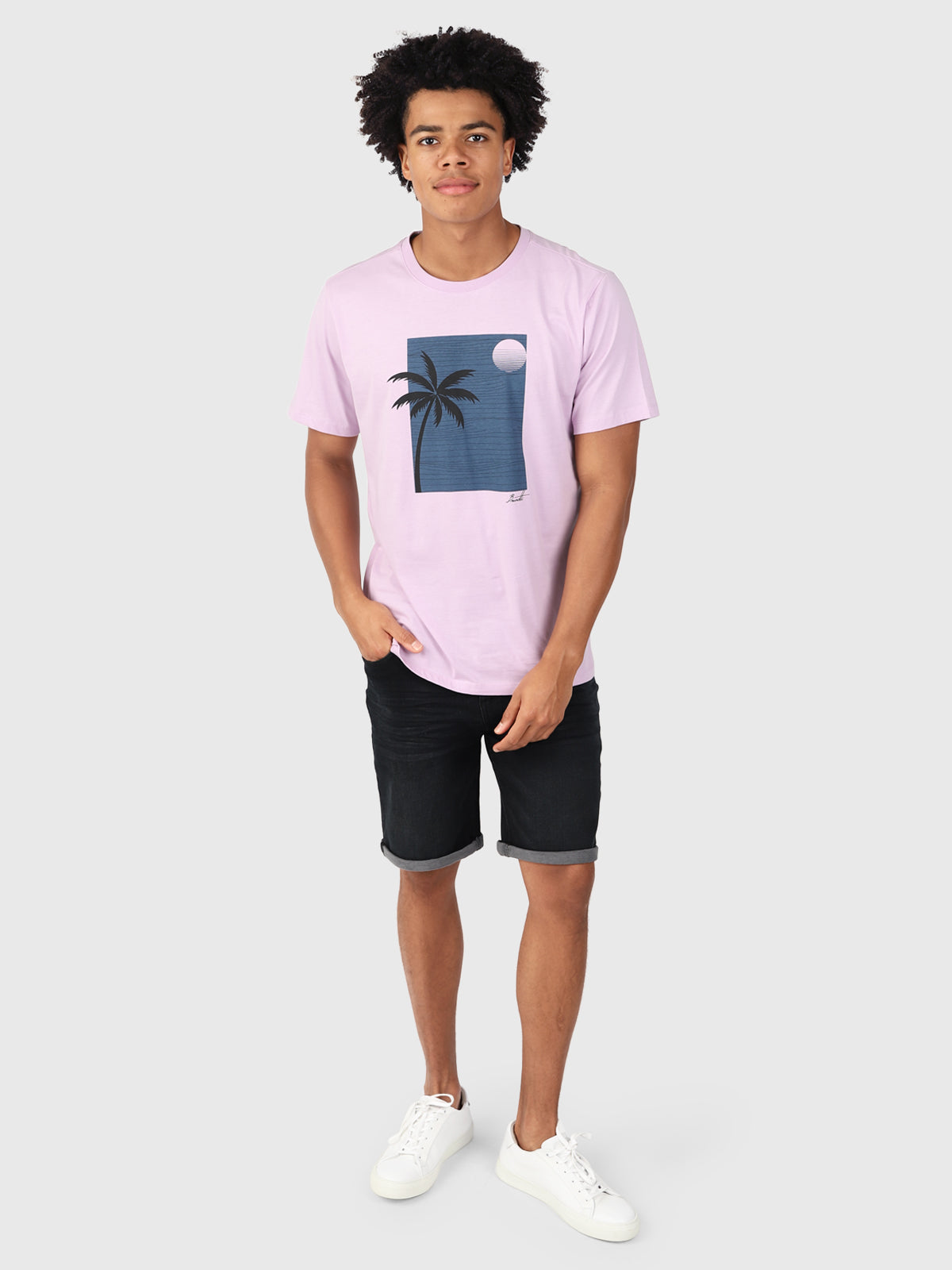 Palm-Sunset Heren T-shirt | Paars