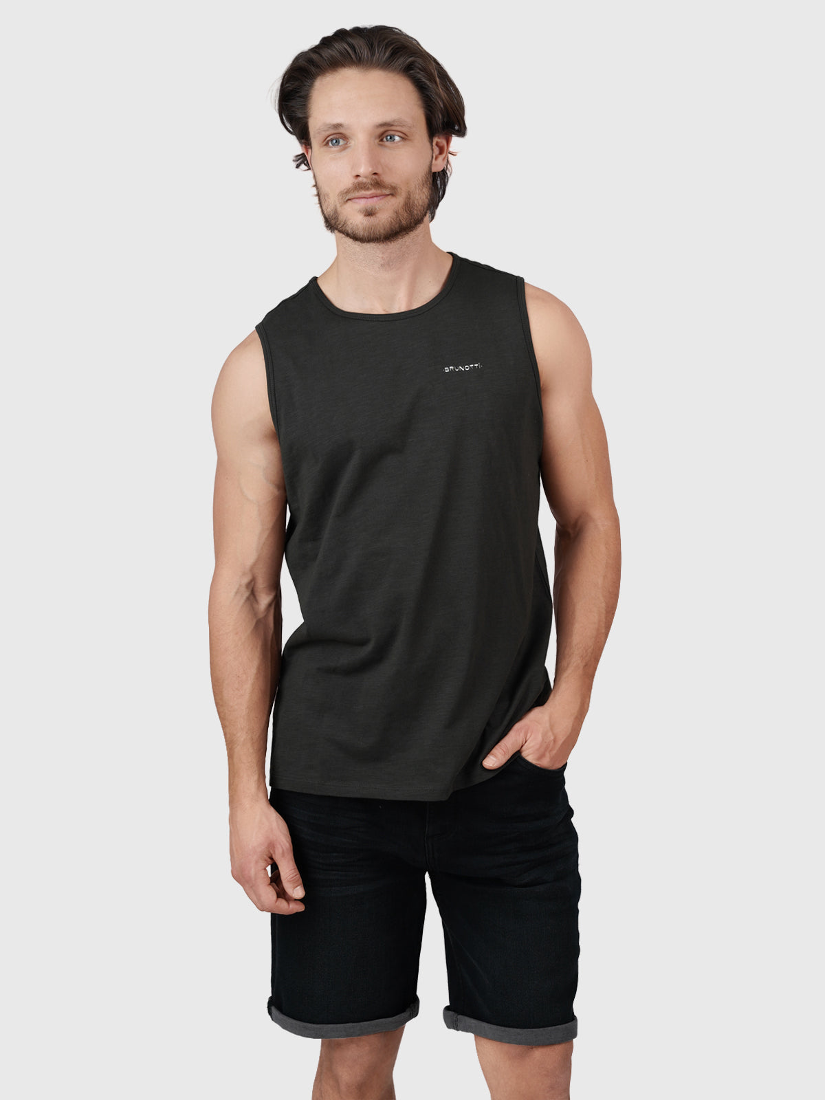 Malaku-Slub Men Singlet | Black