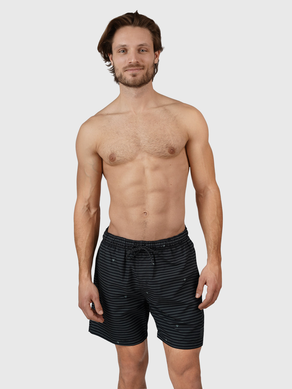 Cruneco-Stripe Herren Badehose | Schwarz