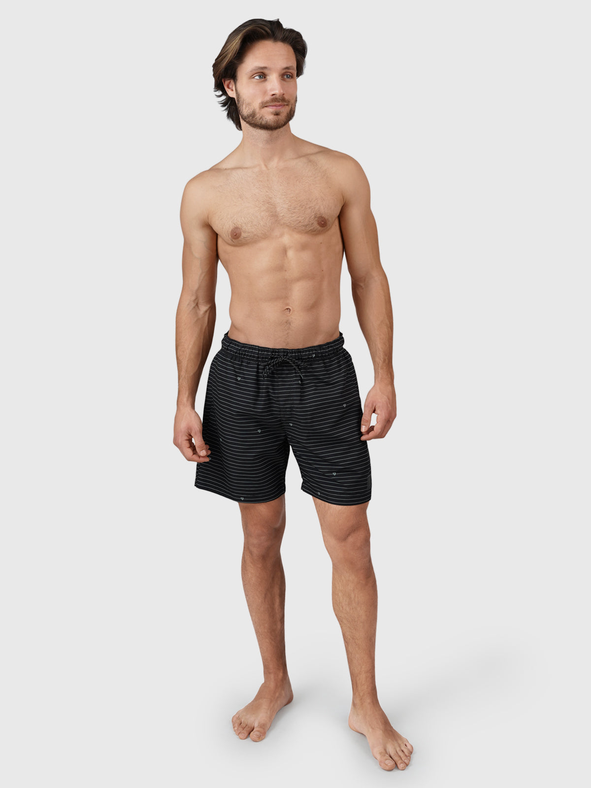 Cruneco-Stripe Men Swim Shorts | Black