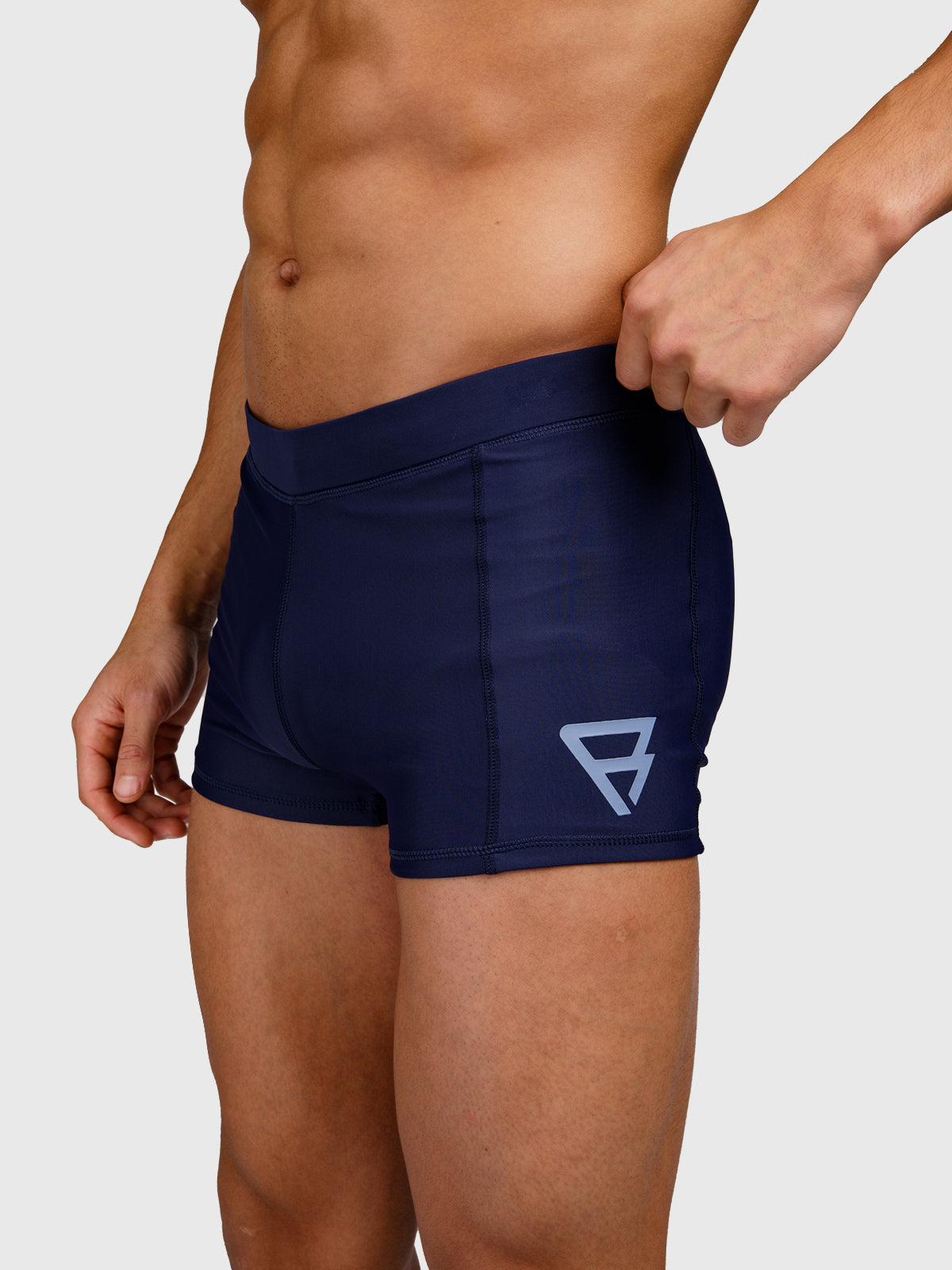 Samier-Logo Men Swim Trunks | Indigo Blue