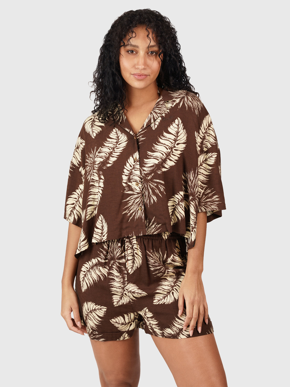 Rilee-Palm Women Shirt | Brown