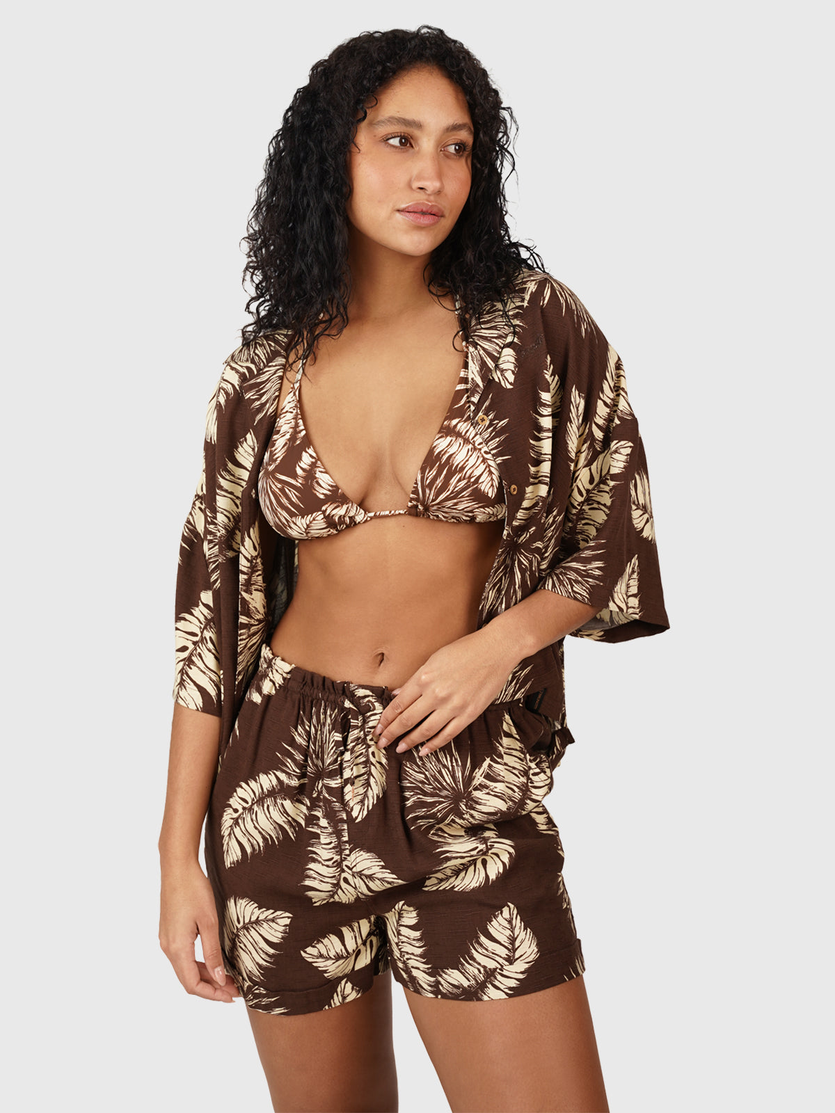 Rilee-Palm Dames Shirt | Bruin
