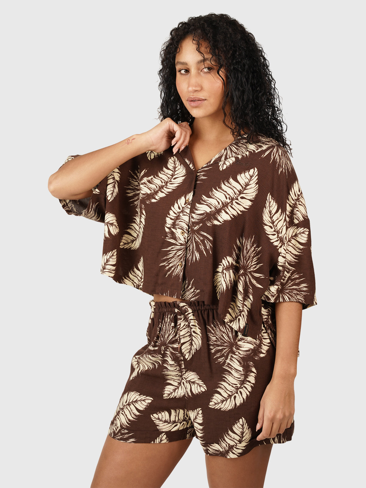 Rilee-Palm Women Shirt | Brown