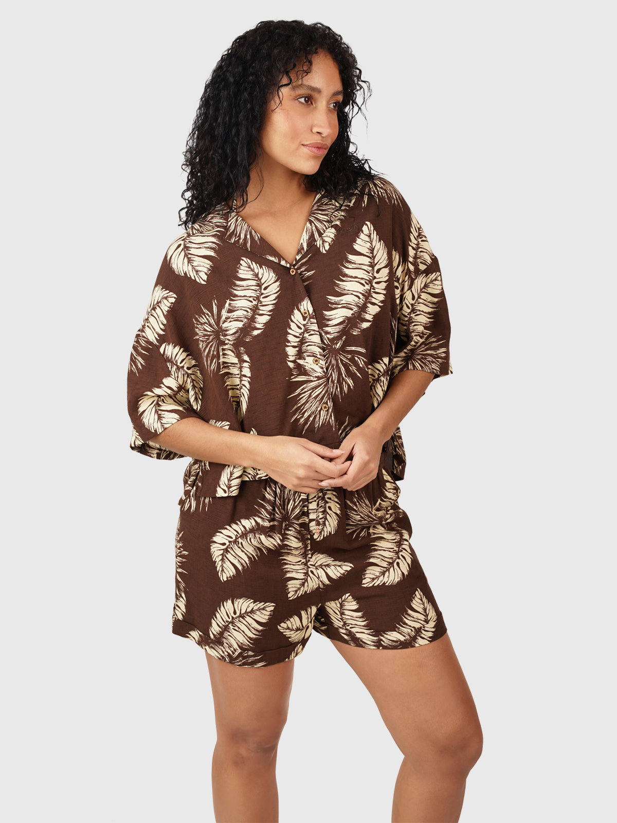 Rilee-Palm Dames Shirt | Bruin