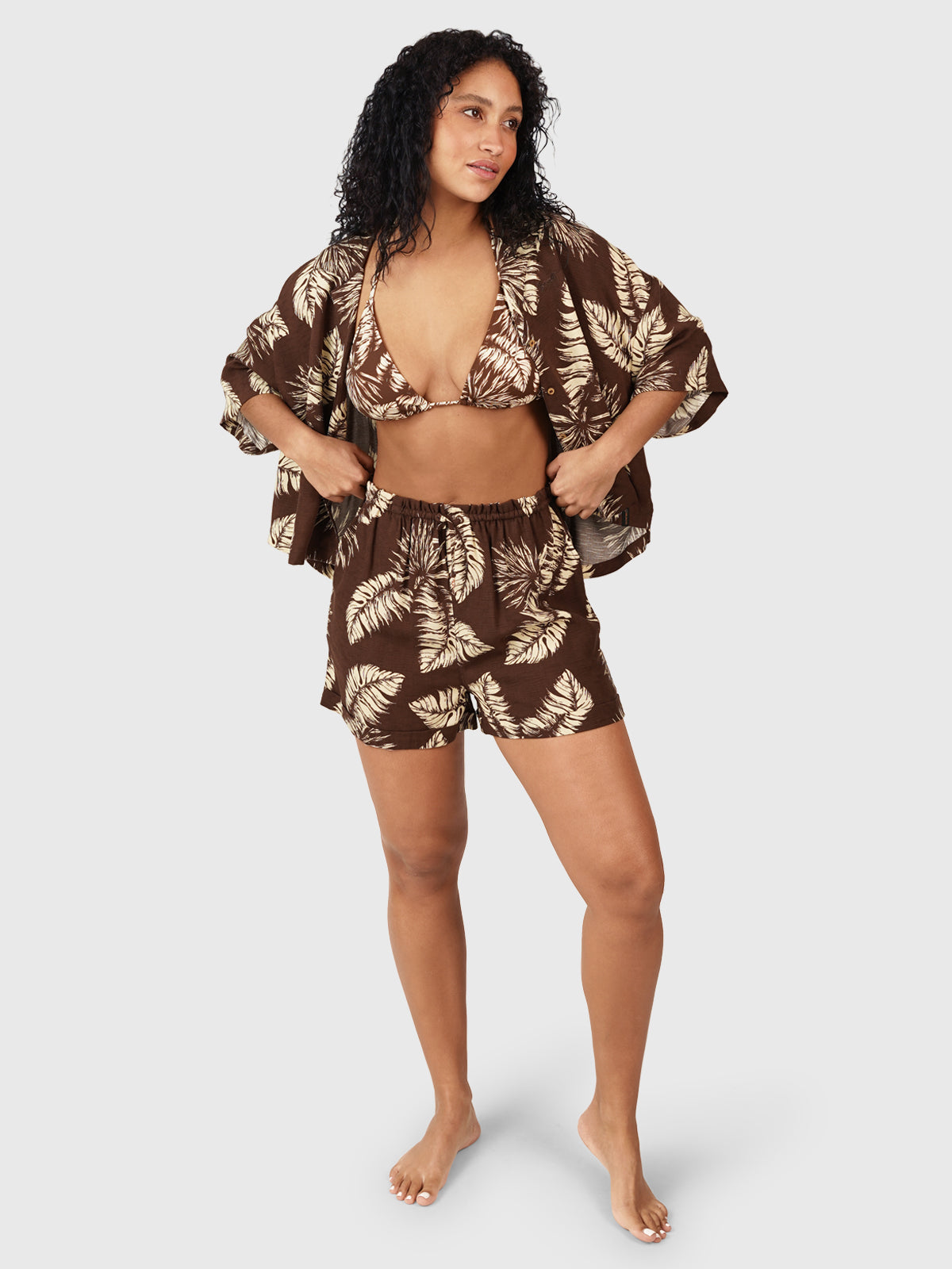 Rilee-Palm Dames Shirt | Bruin