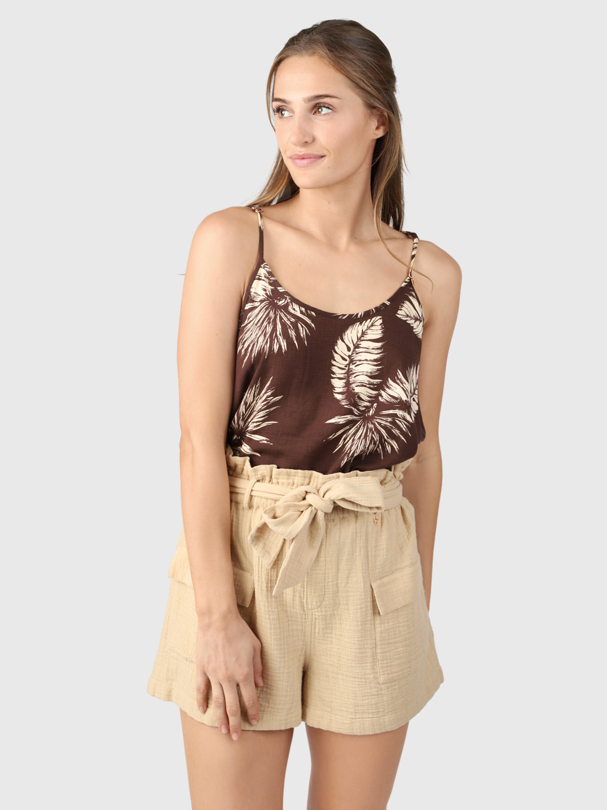 Tanya-Palm Dames Top | Bruin