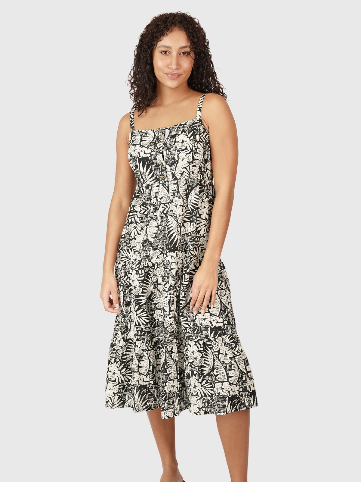 Grenadine-Hawai Dames Maxi Jurk | Zwart