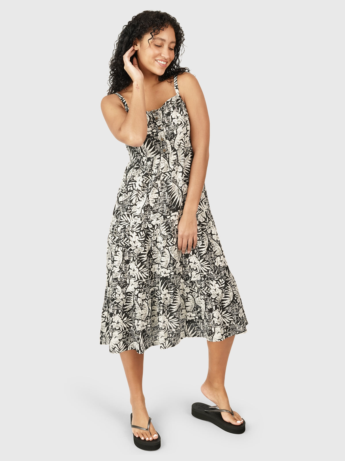 Grenadine-Hawai Dames Maxi Jurk | Zwart