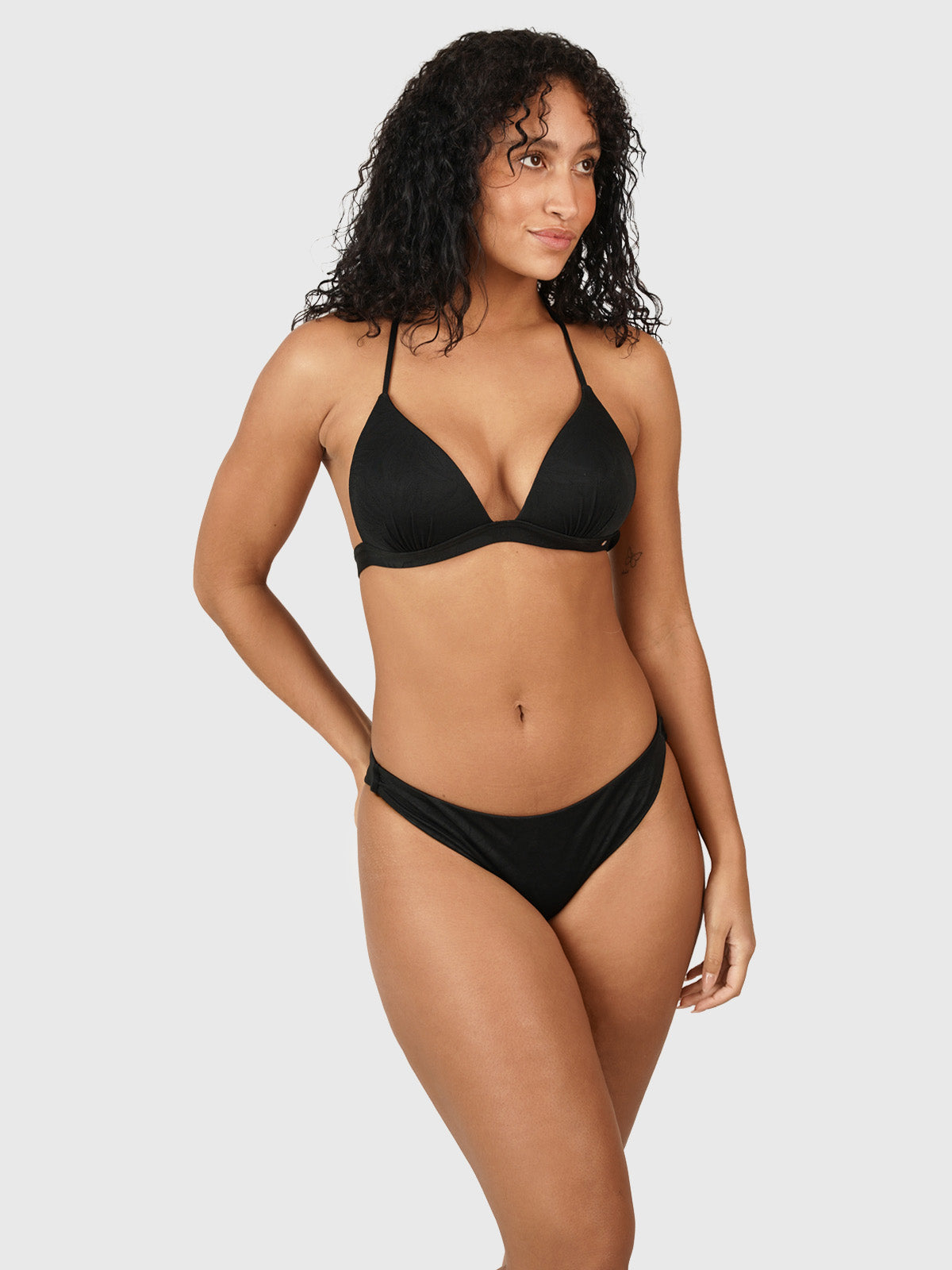 Kohali-Leaves Women Bralette Bikini Set | Black