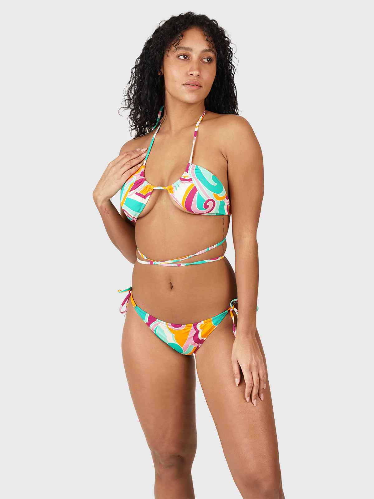 Aviva-Swirl Women Multi-Wearable Triangle Bikini Set | Multi Color