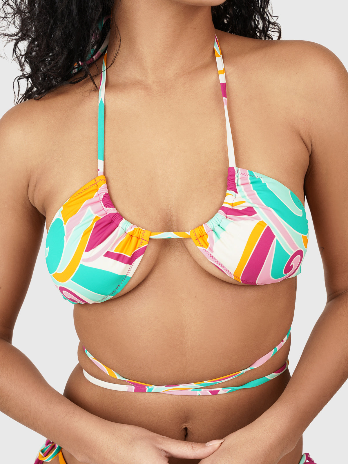 Aviva-Swirl Women Multi-Wearable Triangle Bikini Set | Multi Color