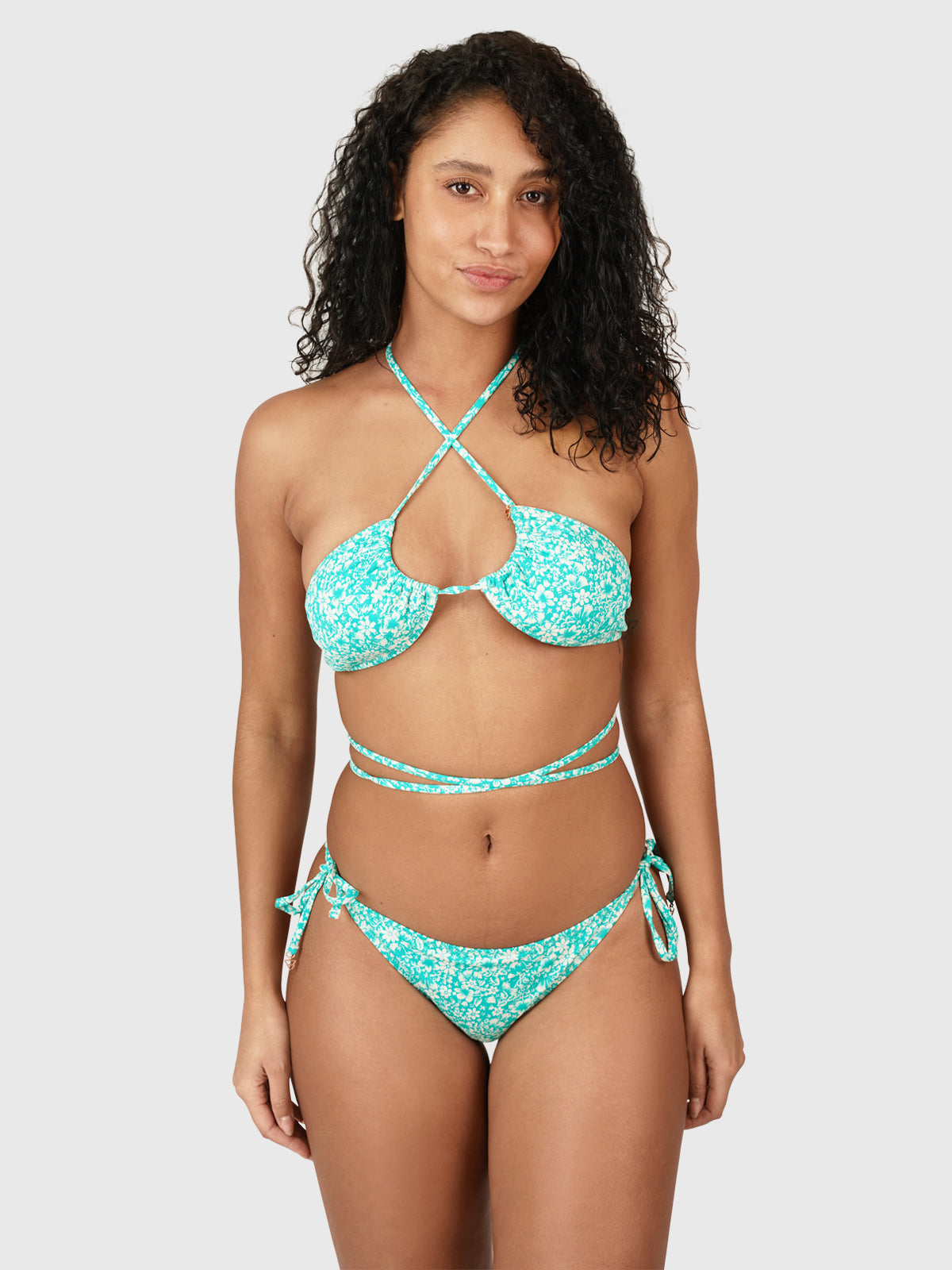 Aviva-Ditsy Women Multi-Wearable Triangle Bikini Set | Green