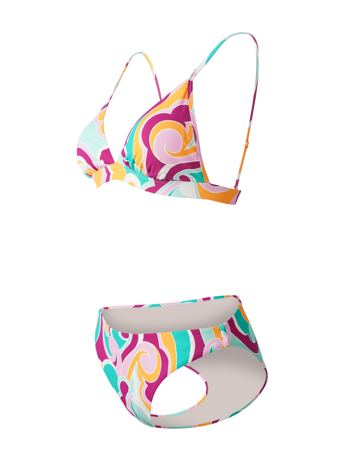 Alison-Swirl Dames Bralette Bikini Set | Multi Color