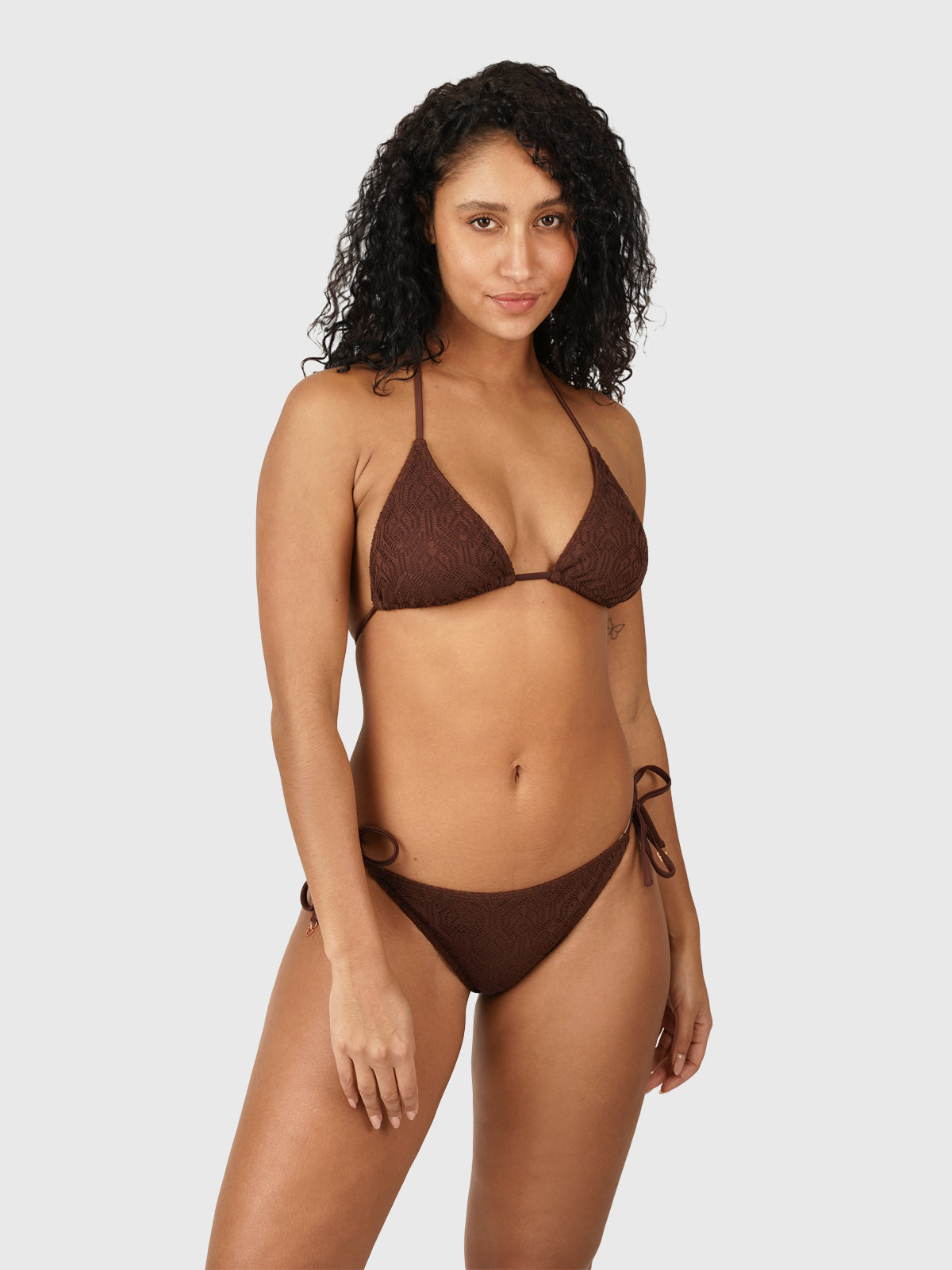 Mahlia-Lace Women Triangle Bikini Set | Brown