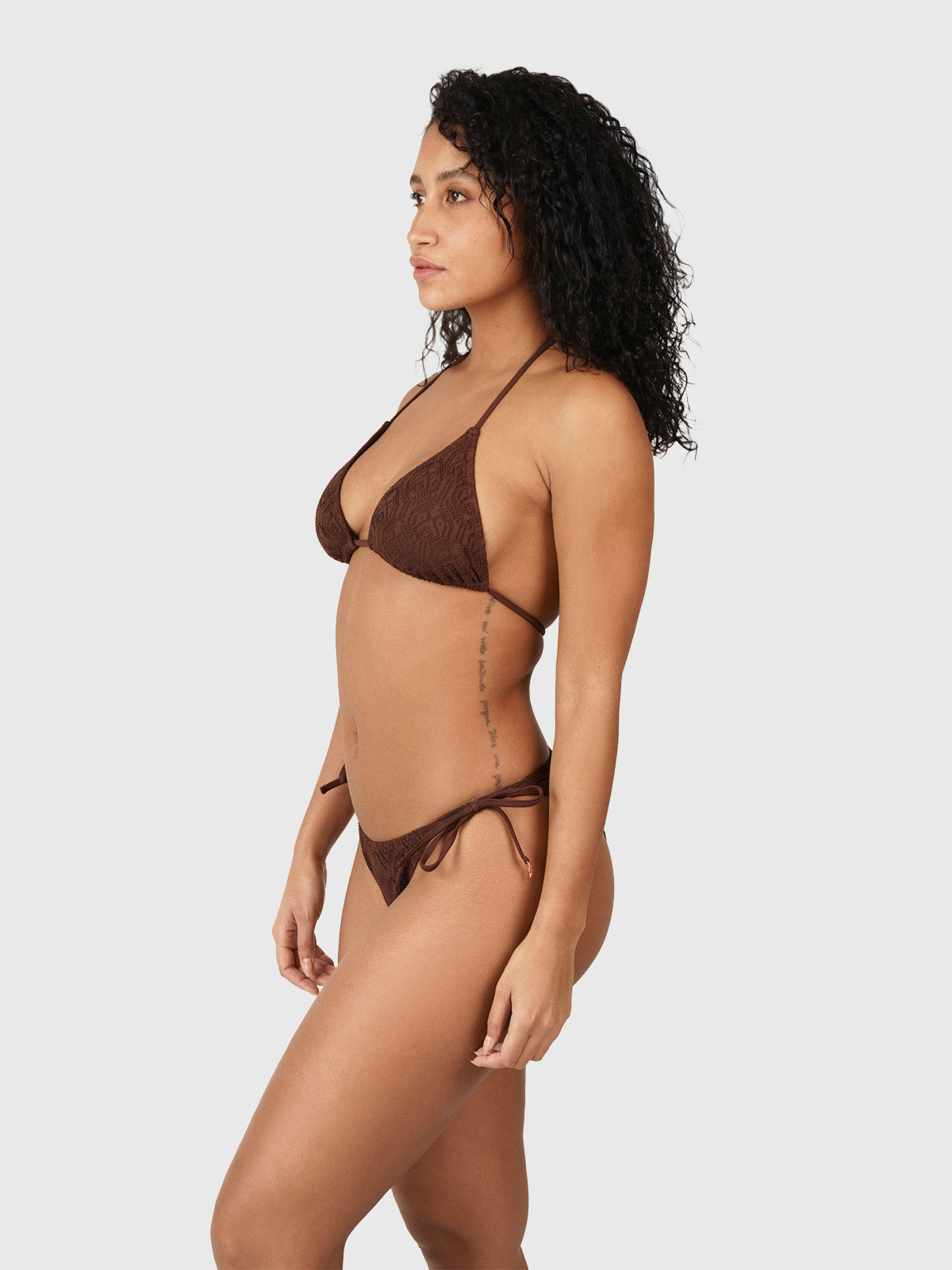 Mahlia-Lace Dames Triangel Bikini Set | Bruin