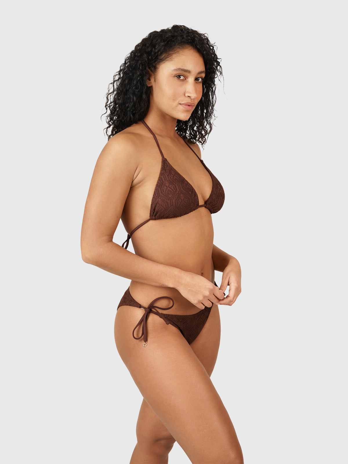 Mahlia-Lace Dames Triangel Bikini Set | Bruin