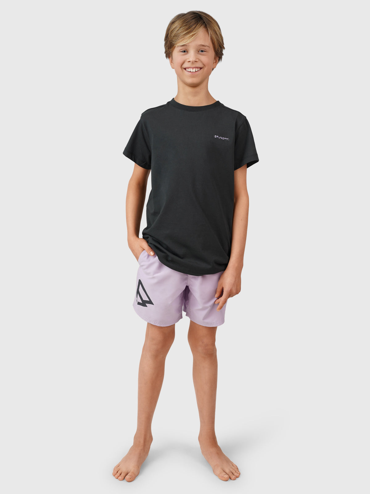 Oval-Mountainy Jungen T-shirt | Schwarz