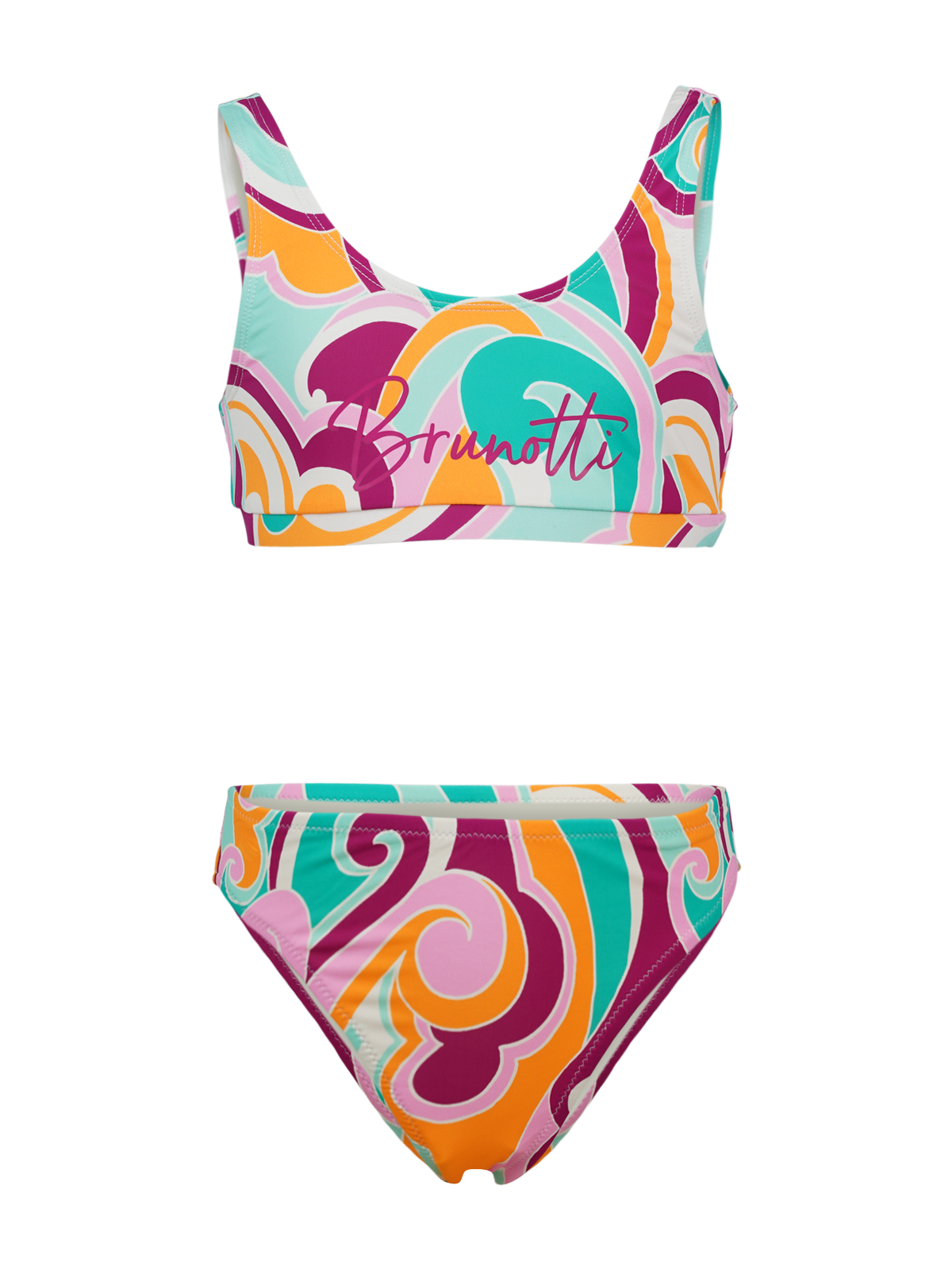 Cruzini-Swirl Girls Sports Bikini Set | Multi Color