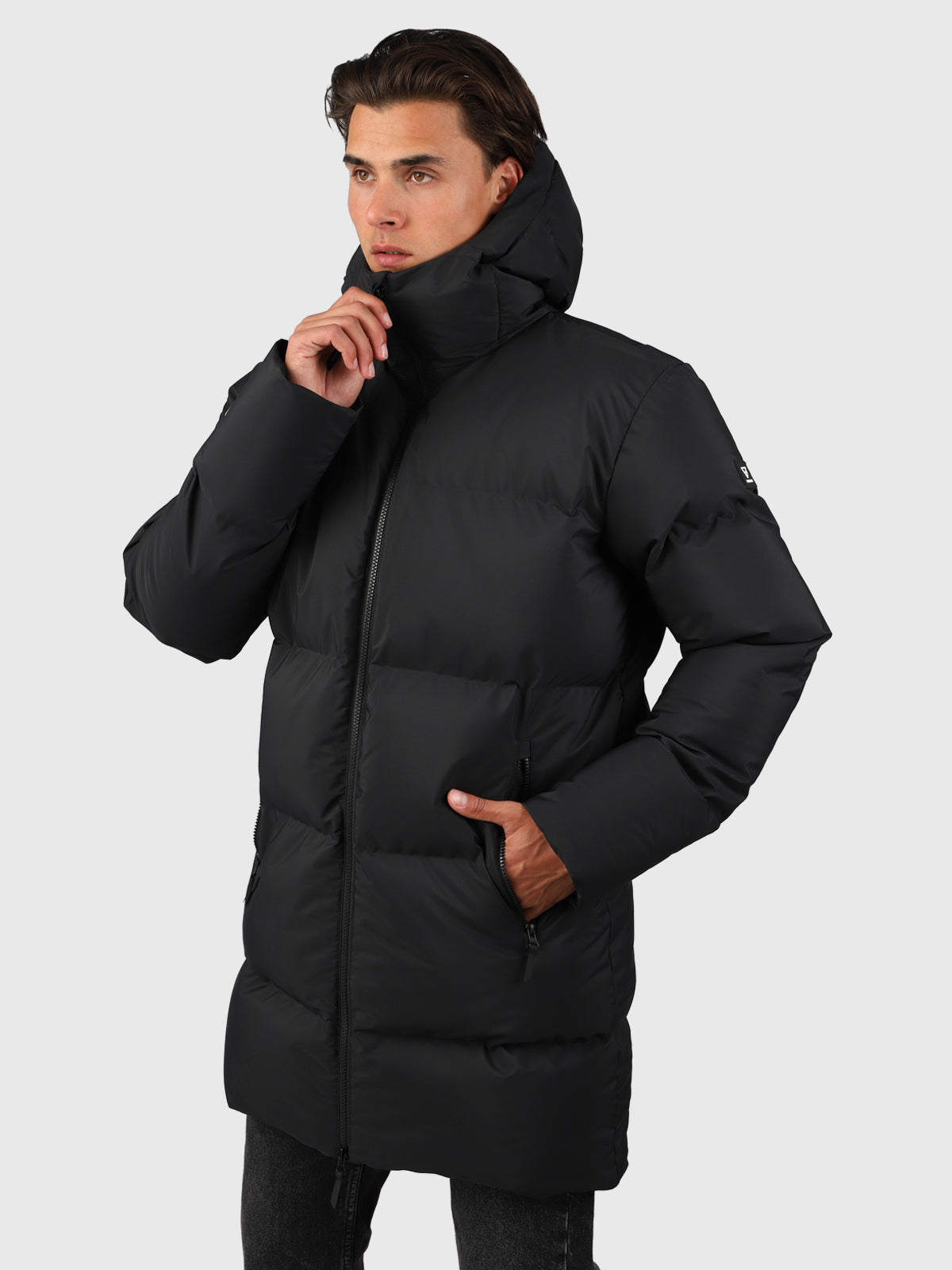 Bigmain Herren Lange Pufferjacke | Schwarz