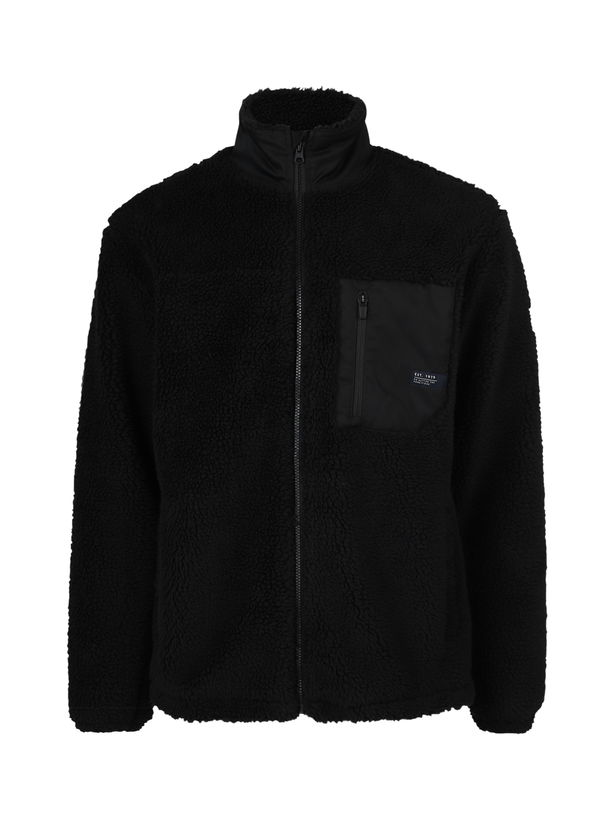 Renziost Herren Teddy Fleecejacke | Schwarz