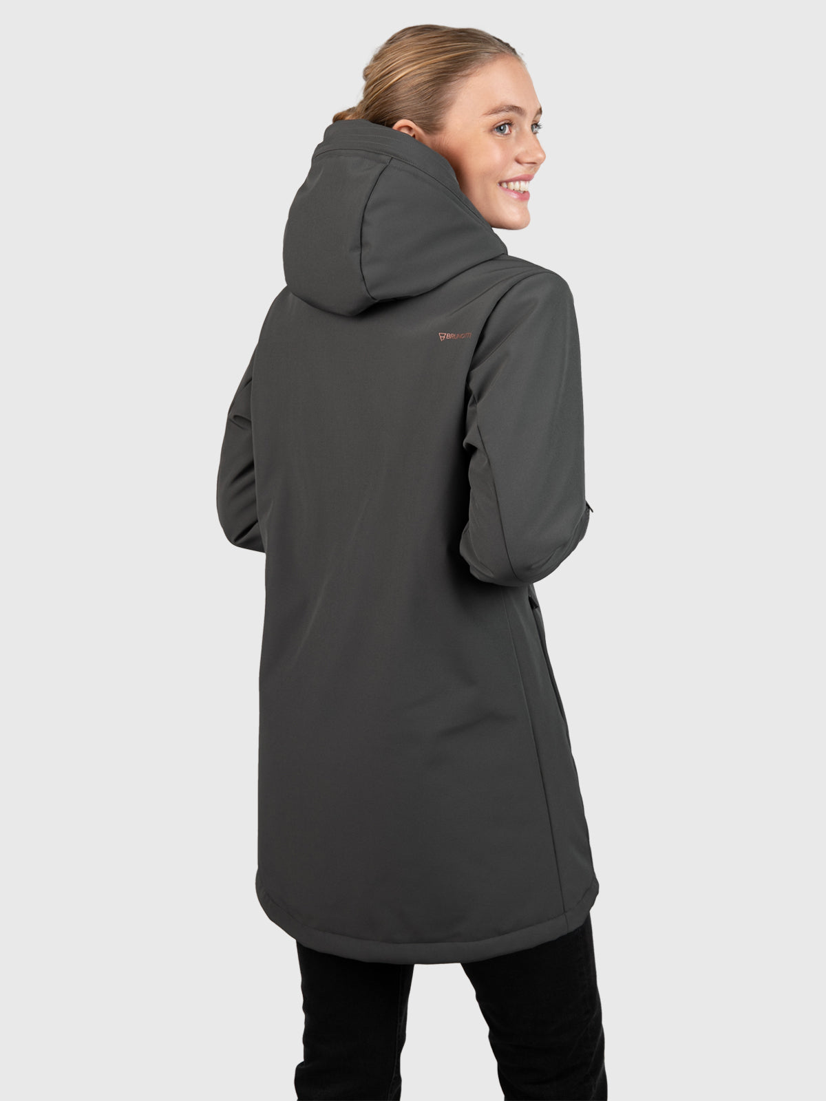 Melle Damen Langer Softshell Mantel | Mud Green