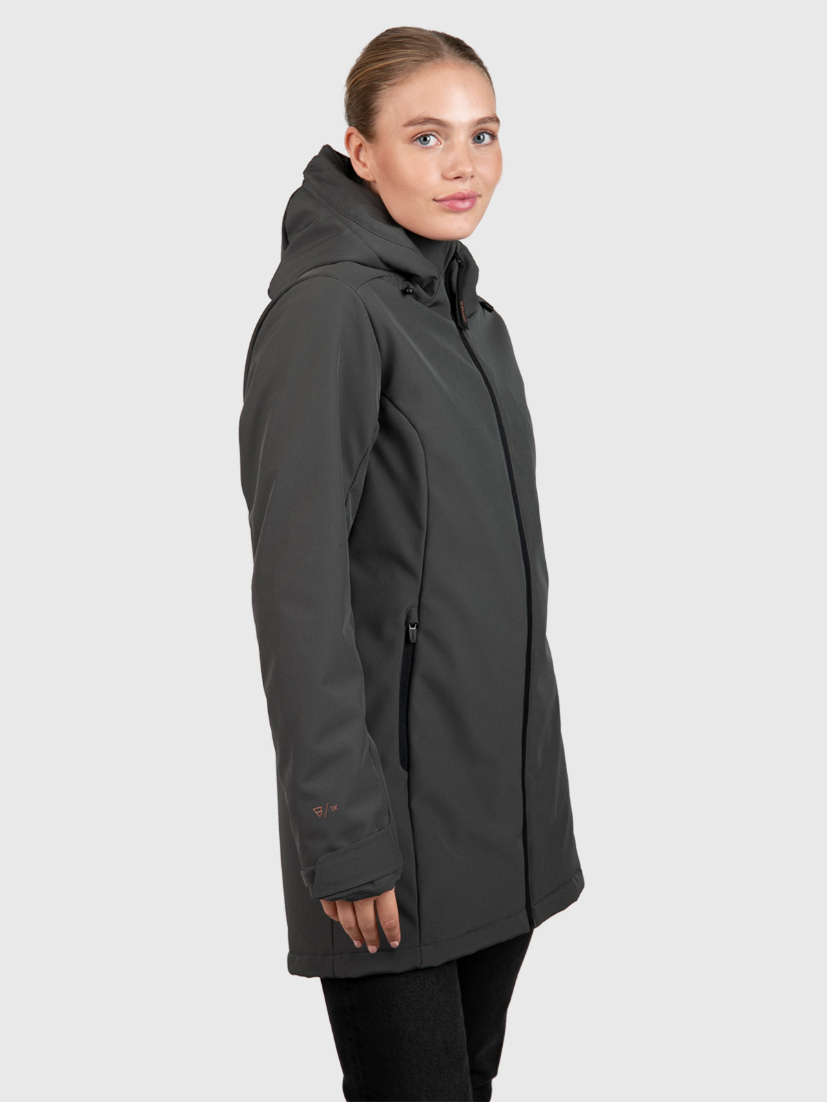 Melle Damen Langer Softshell Mantel | Mud Green