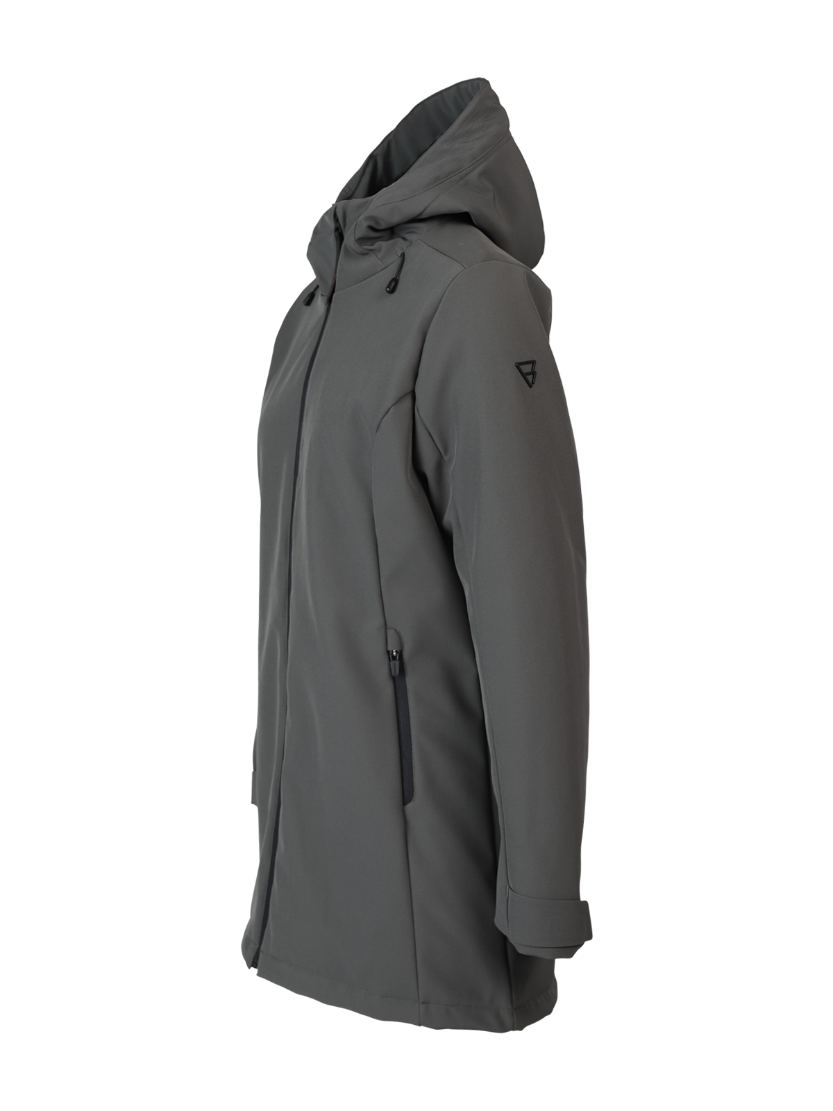 Melle Damen Langer Softshell Mantel | Mud Green