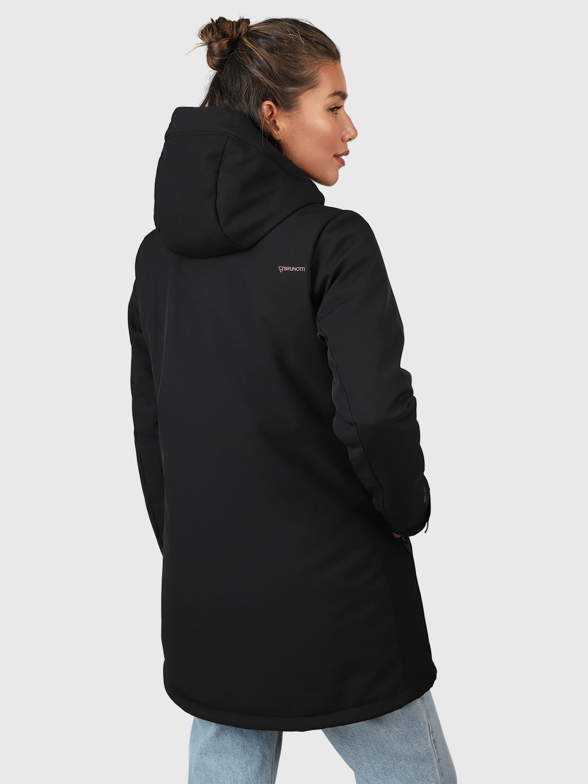 Melle Dames Lange Softshell Jas | Zwart