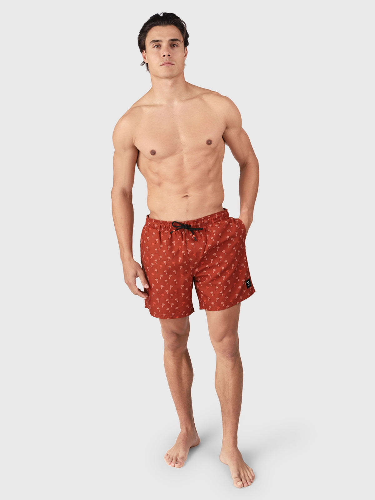 Cester-Mini Men Swim Shorts | Mini Palm Aqua Arabian Spice