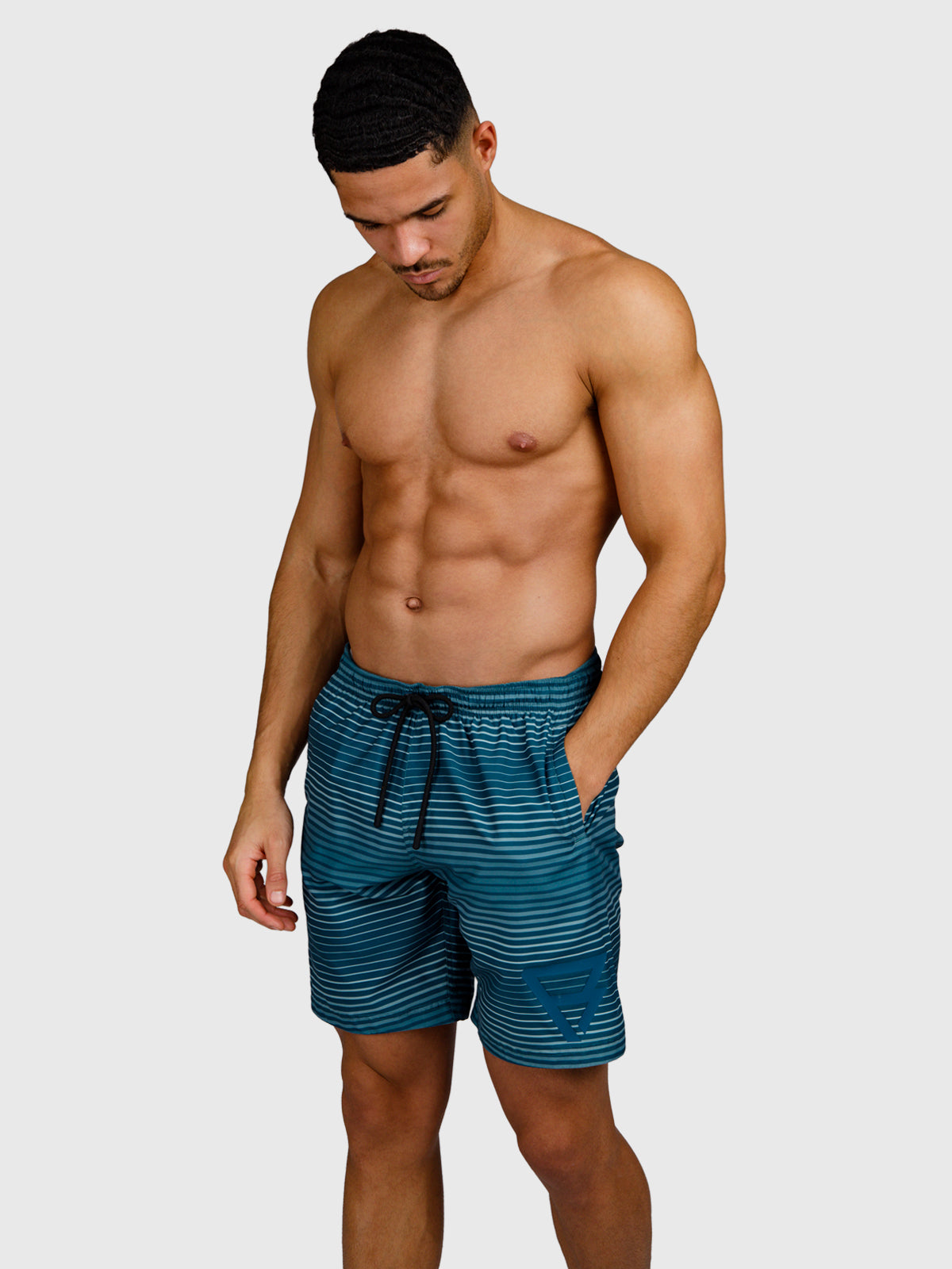 Cester-Stripe Men Swim Shorts | Mist