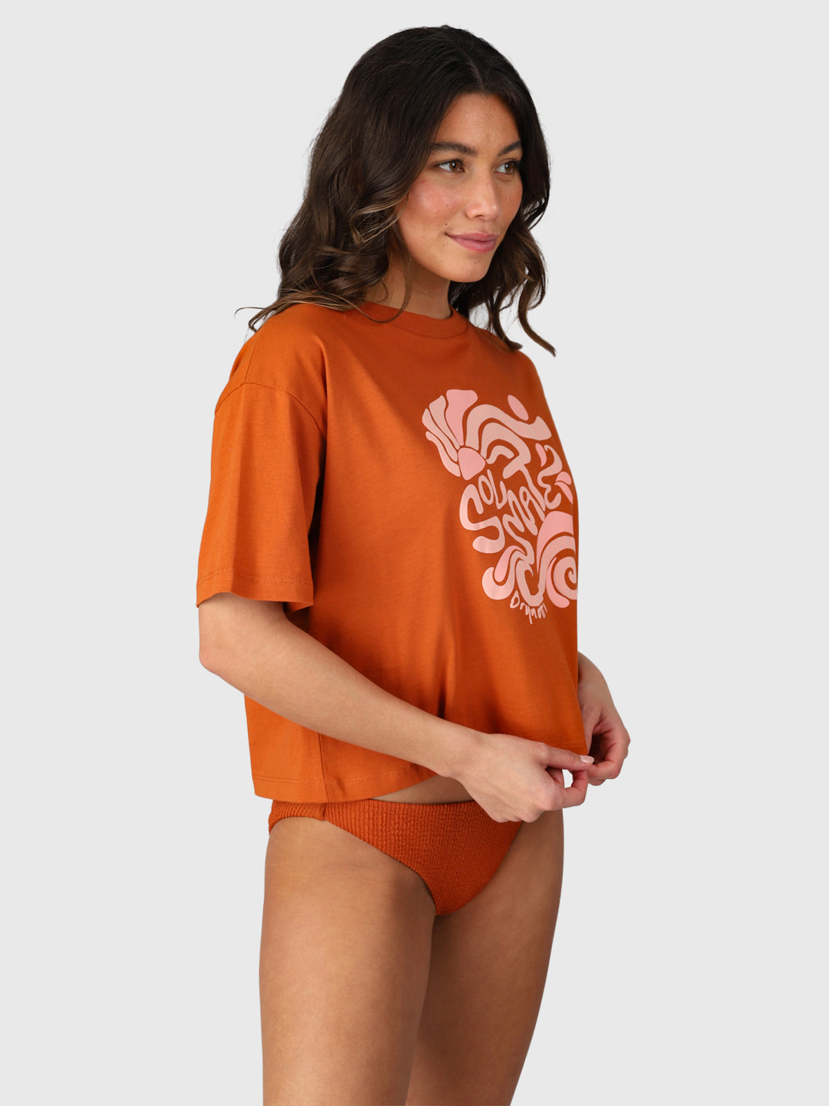 Saeda Damen Boxy T-shirt | Chestnut