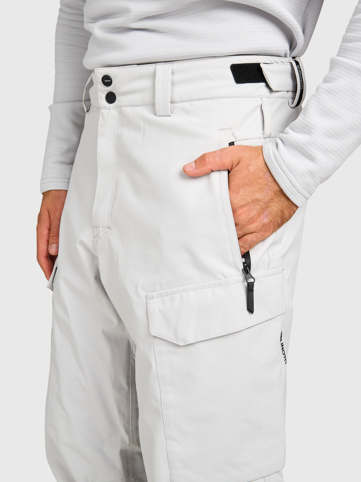 Footrail-Cargo Men Snow Pants | Soft Grey