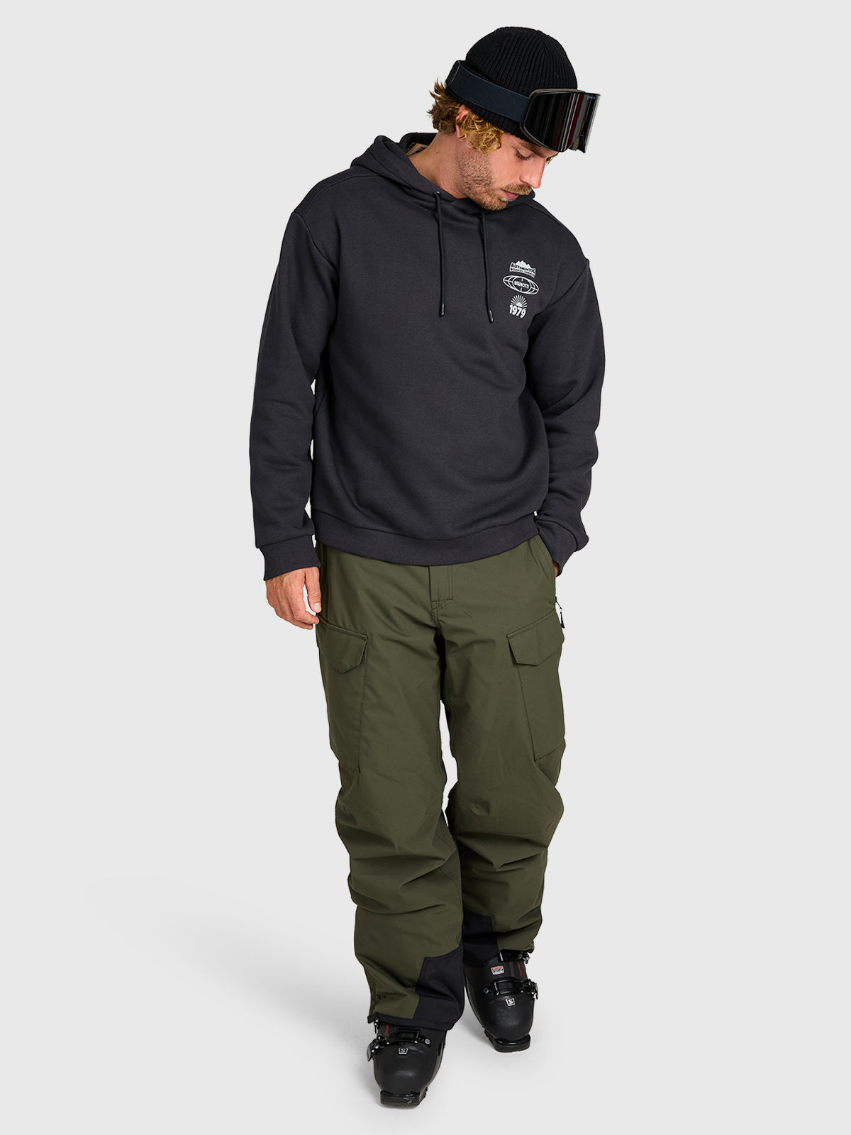 Footrail-Cargo Men Snow Pants | Deep Green
