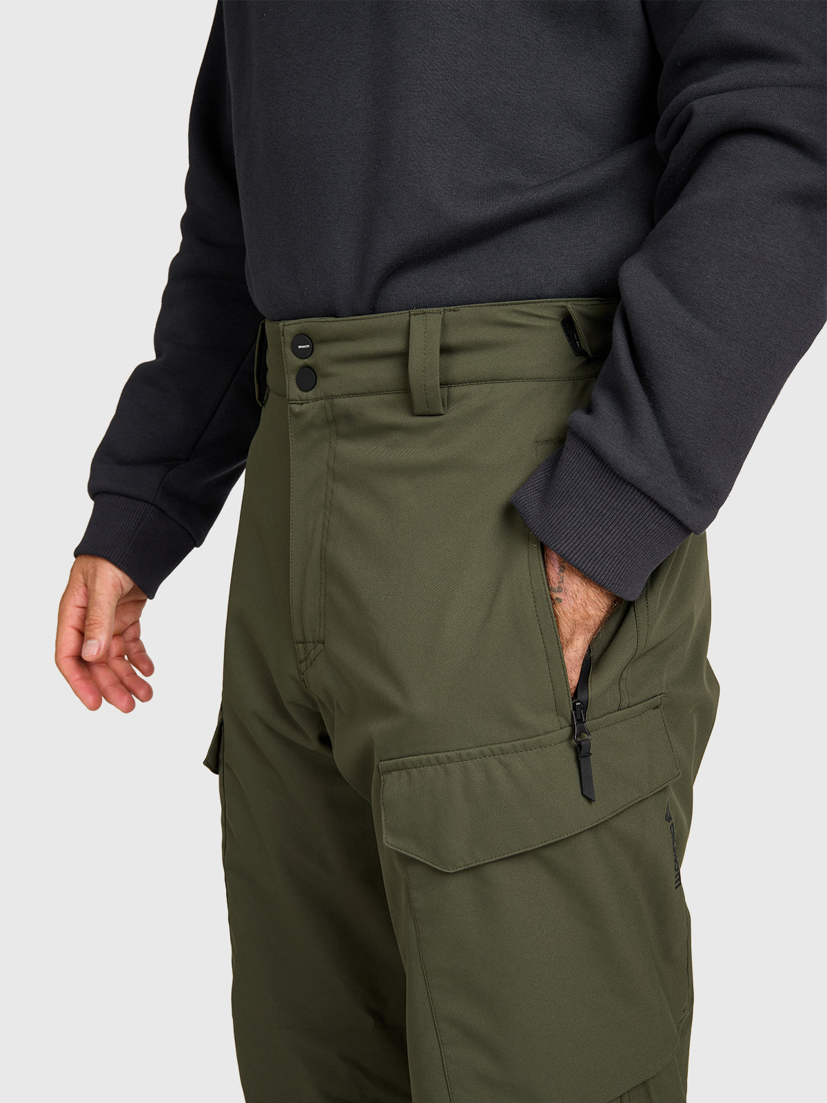 Footrail-Cargo Men Snow Pants | Deep Green