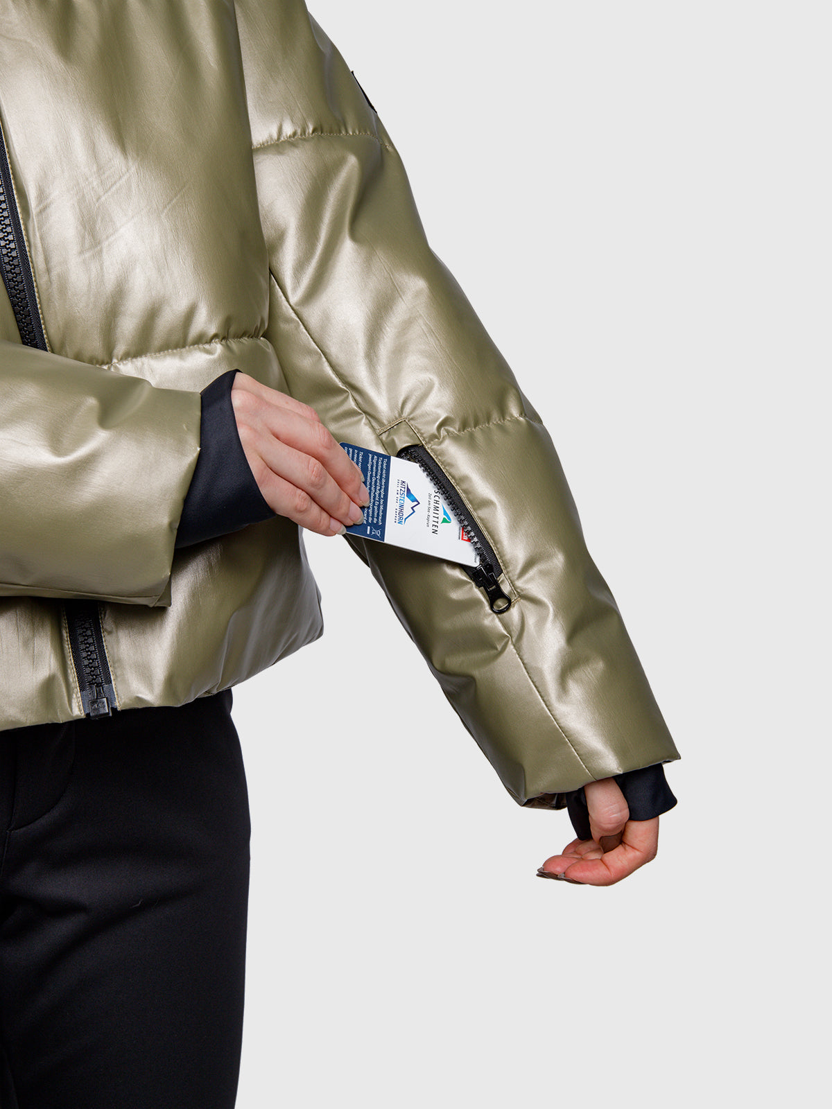 Fiaskia-Metallic Women Snow Jacket | Fungi