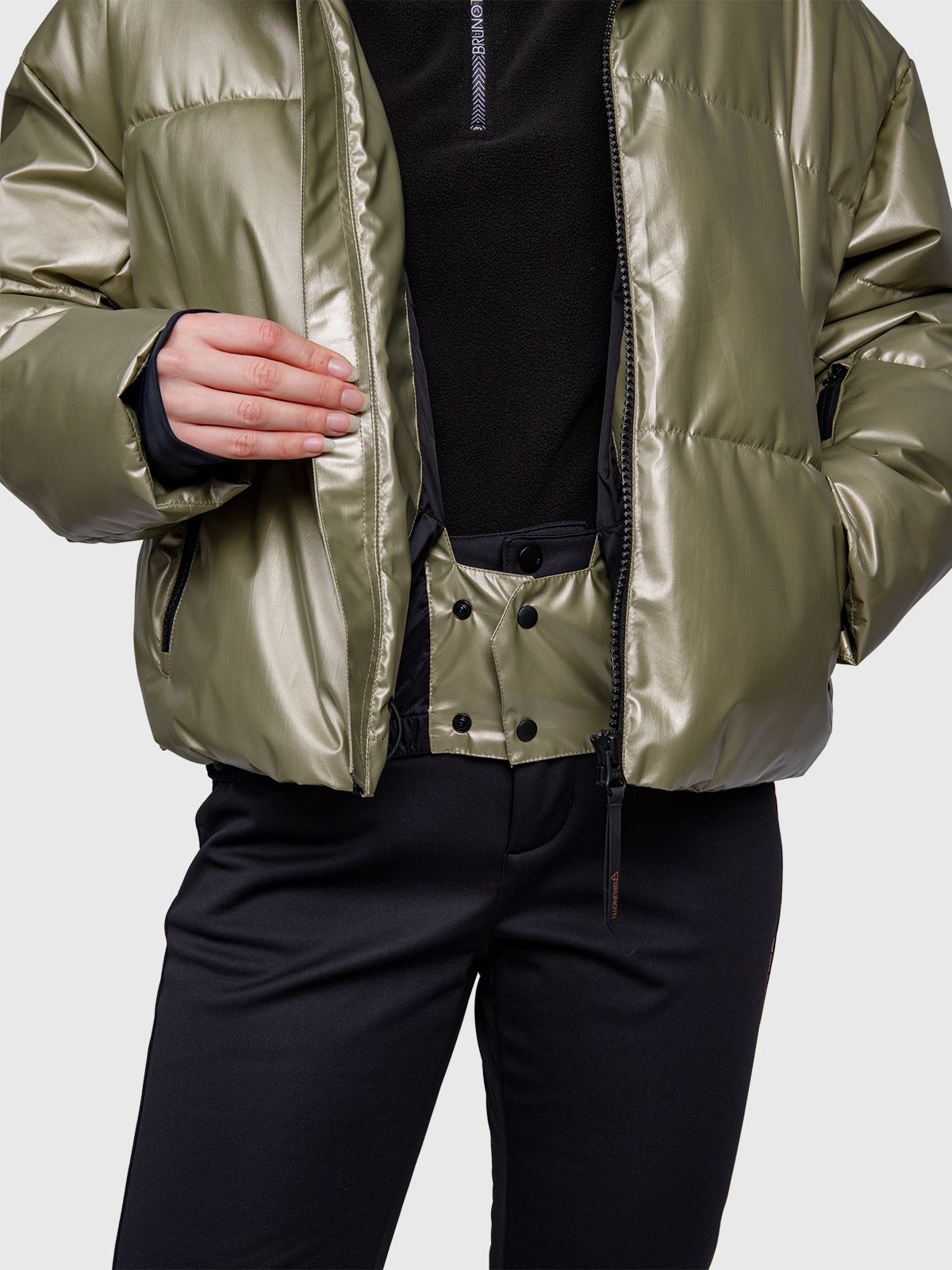Fiaskia-Metallic Women Snow Jacket | Fungi