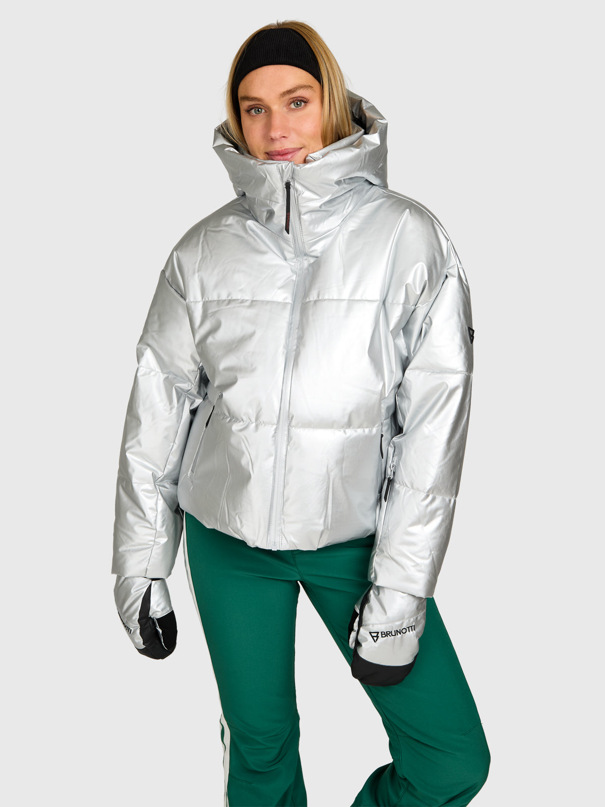Fiaskia-Metallic Women Snow Jacket | Silver