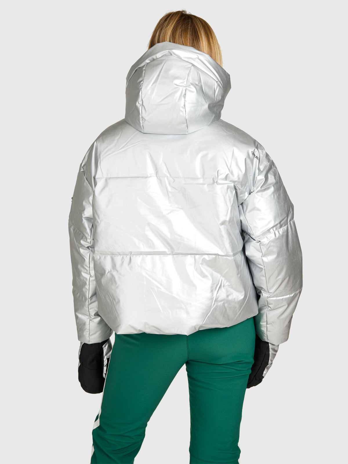Fiaskia-Metallic Women Snow Jacket | Silver