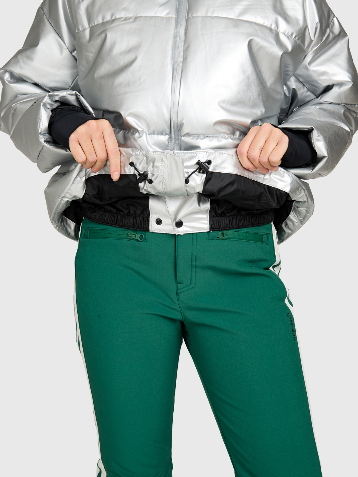 Fiaskia-Metallic Women Snow Jacket | Silver